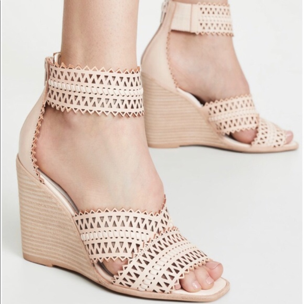 Jeffrey Campbell Besante Woven Wedges Natural